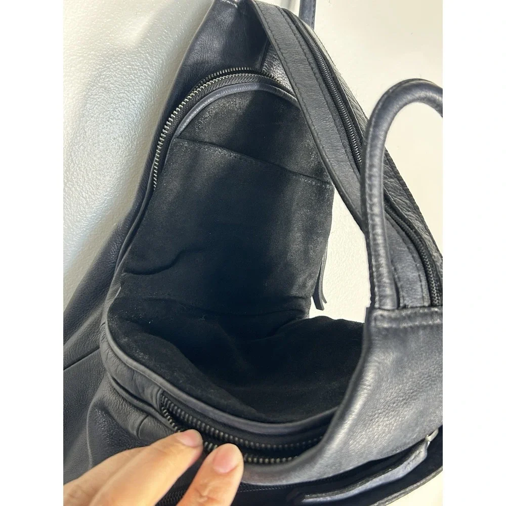 Free People Black Leather Backpack Satchel
